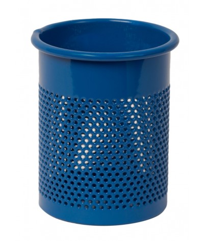 Pot à crayons ou porte-stylo métallique bleu (10,5 x 9,5 cm)