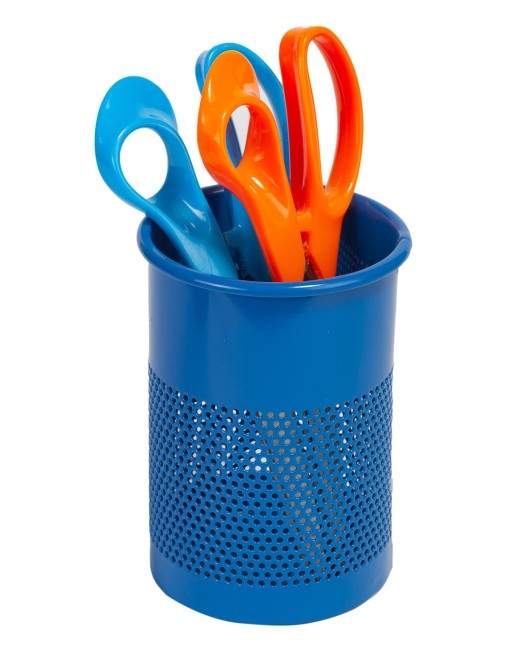 Blauer metallischer Stiftköcher (13,5 x 9,5 cm)