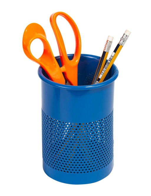 Blauer metallischer Stiftköcher (13,5 x 9,5 cm)