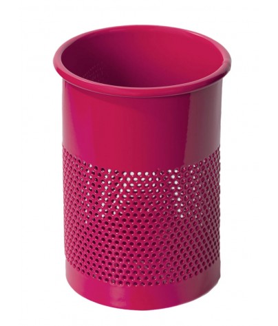 Pot à crayons ou porte-stylo métallique rose (13,5 x 9,5 cm)