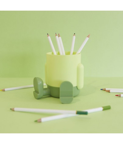 Pot à crayons ou porte-stylo en plastique vert