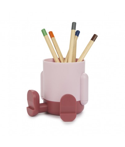 Pink plastic pencil holder or pen holder
