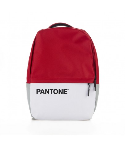 Red backpack with USB cable included. Pantone Model