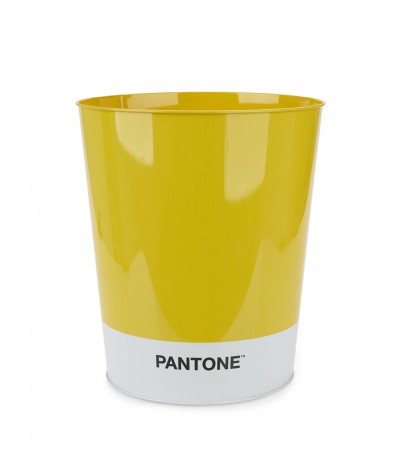 Metal wastebasket. Pantone model. Yellow color
