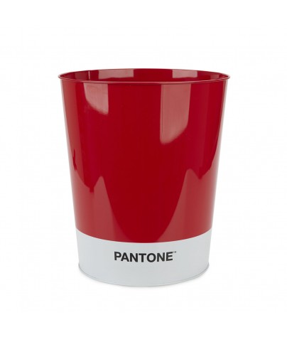 Metal wastebasket. Pantone model. Red color