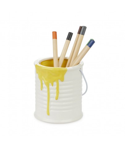 Pencil holder or Ceramic pencil. Painter Model (yellow)