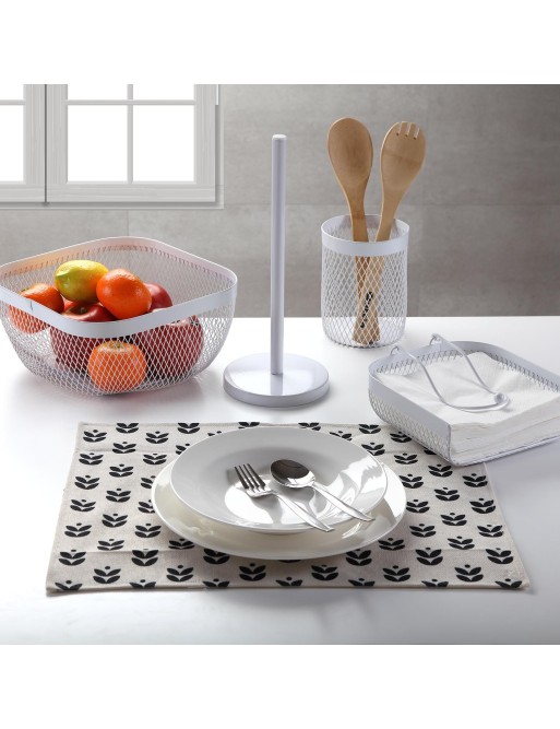 CORBEILLE À FRUITS EN MÉTAL BLANC MESURANT 26,5 CM CORBEILLE À FRUITS EN MÉTAL BLANC MESURANT 26,5 CM