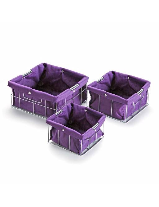 SET 3 CESTAS FORMATO CUADRADO COLOR VIOLETA