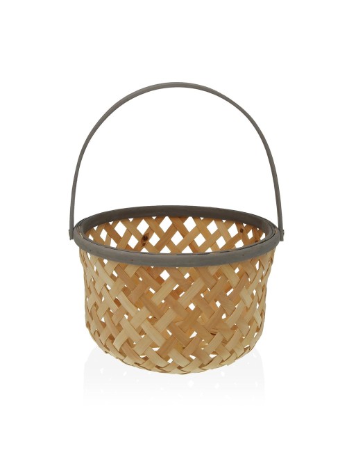 NATURAL WOOD FRUIT BOWL WITH GREY HANDLE 28.5x18 cm NATURAL WOOD FRUIT BOWL WITH GREY HANDLE 28.5x18 cm