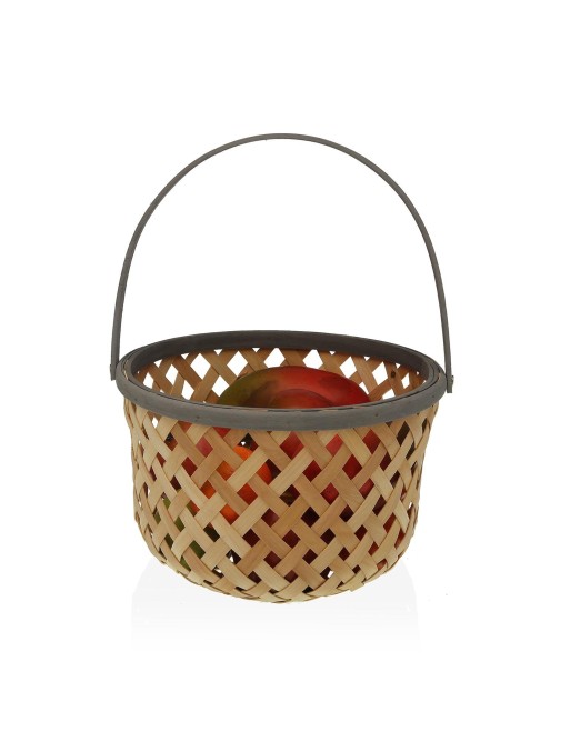 CORBEILLE À FRUITS EN BOIS NATUREL AVEC POIGNÉE GRISE 28,5x18 cm CORBEILLE À FRUITS EN BOIS NATUREL AVEC POIGNÉE GRISE 28,5x18 cm