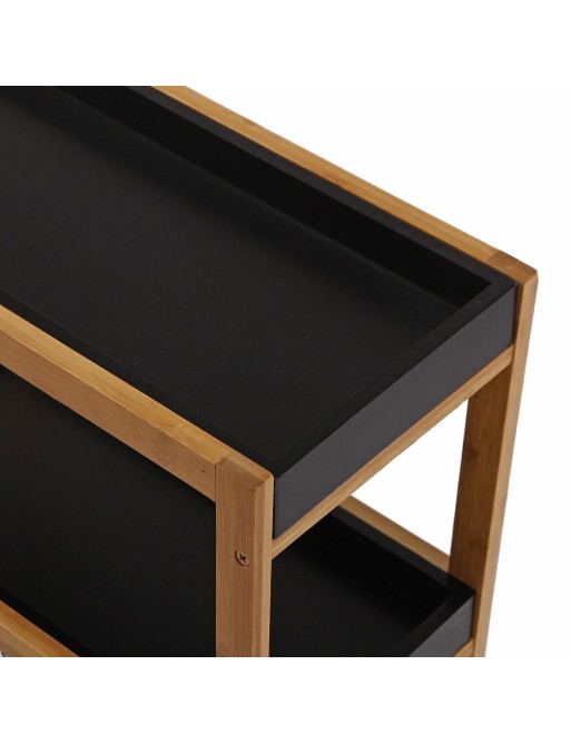 Cart with wheels with 2 baskets and 2 shelves, Bamboo model (black)