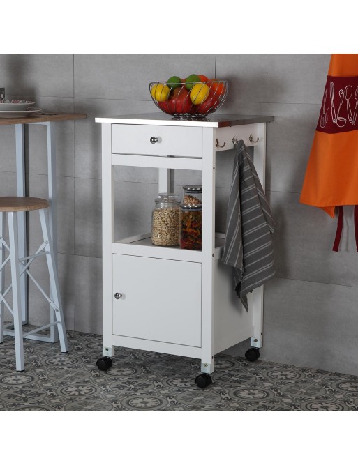 Meuble de cuisine avec 1 tiroir et 2 étagères, modèle ACIER INOX Meuble de cuisine avec 1 tiroir et 2 étagères, modèle ACIER INOX