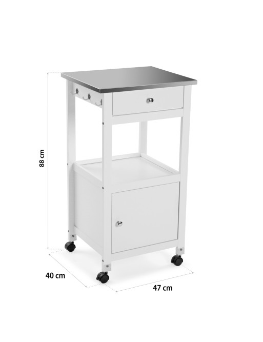 Meuble de cuisine avec 1 tiroir et 2 étagères, modèle ACIER INOX Meuble de cuisine avec 1 tiroir et 2 étagères, modèle ACIER INOX