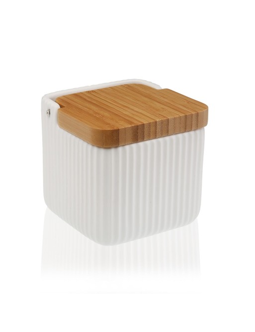 SALIÈRE EN CÉRAMIQUE MODÈLE RAYÉ BLANC SALIÈRE EN CÉRAMIQUE MODÈLE RAYÉ BLANC
