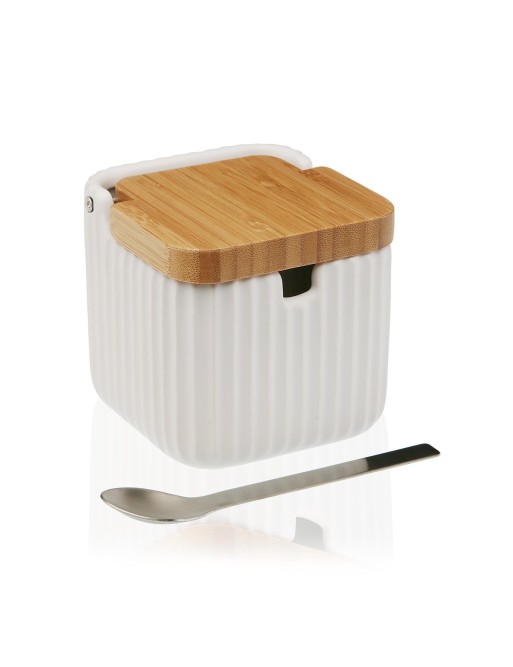 SUCRIER AVEC CUILLÈRE BLANCHE MODÈLE RAYÉ SUCRIER AVEC CUILLÈRE BLANCHE MODÈLE RAYÉ