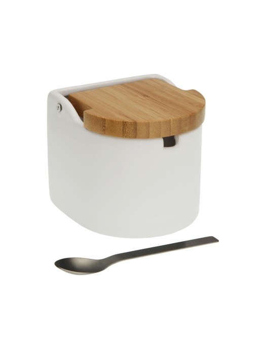WEISSE ZUCKERDOSE BAMBUSDECKEL