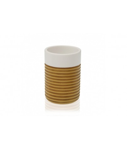 WHITE AND BROWN BRUSH CUP