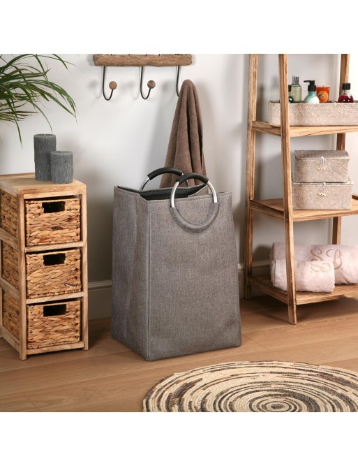 CESTA PARA LA ROPA CON ASAS COLOR GRIS OSCURO 55X30X46 CM CESTA PARA LA ROPA CON ASAS COLOR GRIS OSCURO 55X30X46 CM