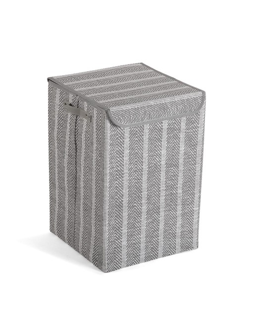LAUNDRY BASKET WITH LID GREY/WHITE 53X35X35 CM