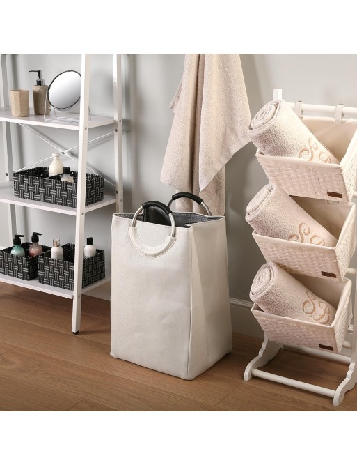 LAUNDRY BASKET WITH HANDLES WHITE 55X30X36 CM