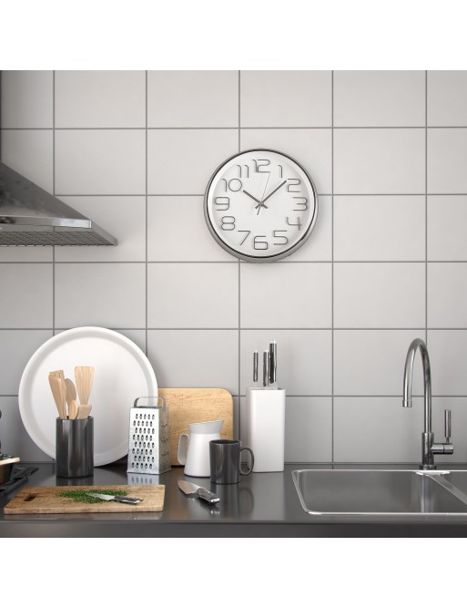 RELOJ DE COCINA COLOR PLATA 30 CM MODELO OLIVER