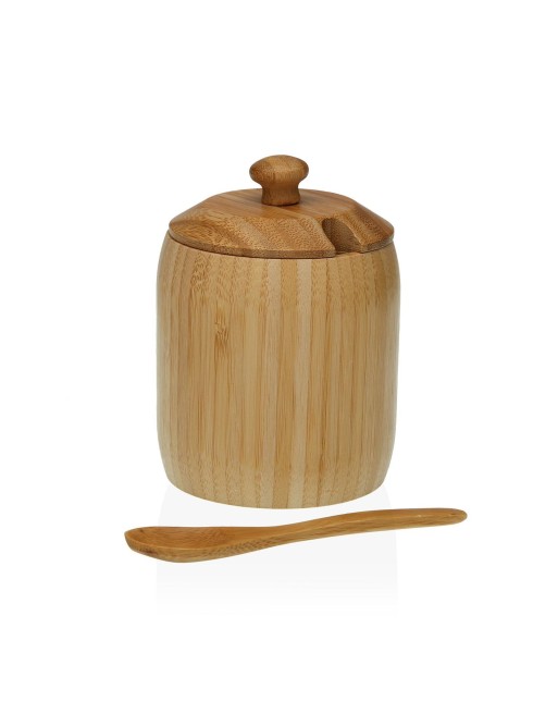 ROUND BAMBOO SUGAR BOWL WITH SPOON 13x10 cm ROUND BAMBOO SUGAR BOWL WITH SPOON 13x10 cm