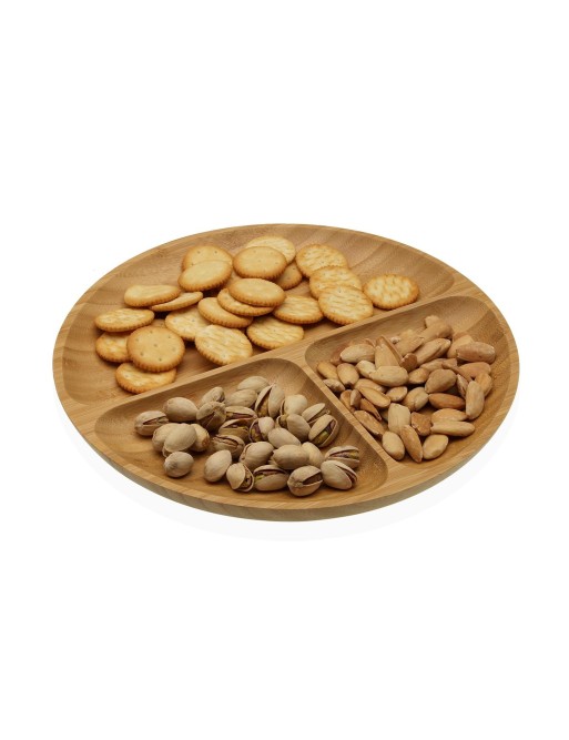 FUENTE PARA ALIMENTOS CON 3 COMPARTIMENTOS DE BAMBÚ 25 cm