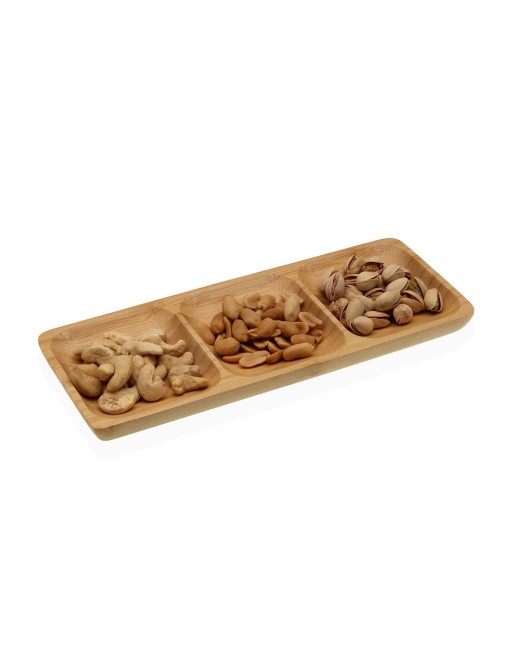 PLATEAU DE NOURRITURE AVEC 3 COMPARTIMENTS EN BAMBOU 26x10 cm