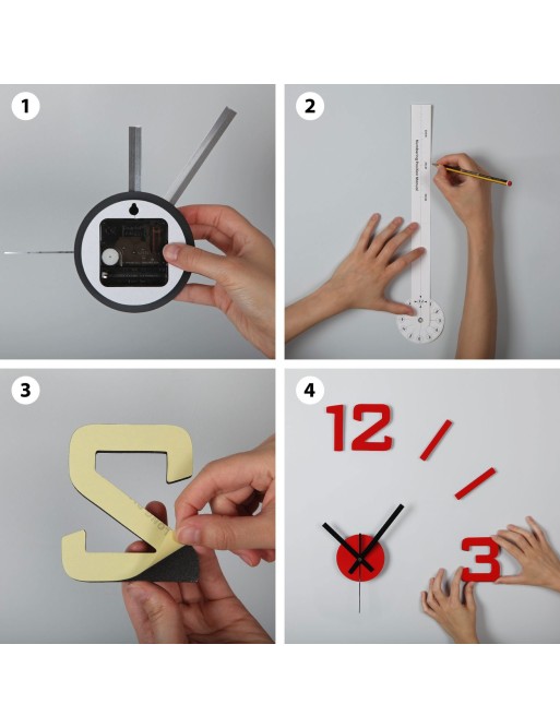 HORLOGE AUTOCOLLANT ROUGE MODÈLE ADAM