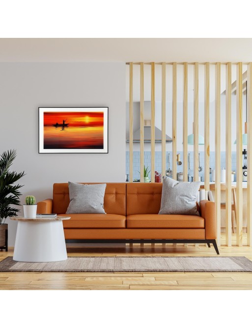 FISHERMAN'S MODEL PAINTING WITH GLASS