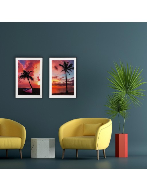 PAINTING WITH CRYSTAL PALM TREE MODEL