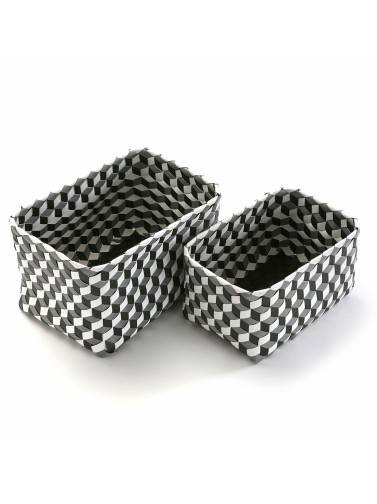 SET OF 2 GREY RECTANGULAR BASKETS AJE MODEL