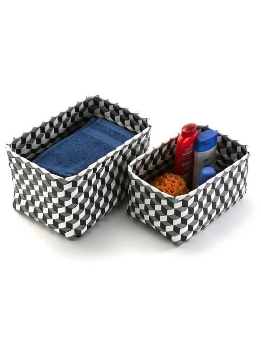 SET OF 2 GREY RECTANGULAR BASKETS AJE MODEL