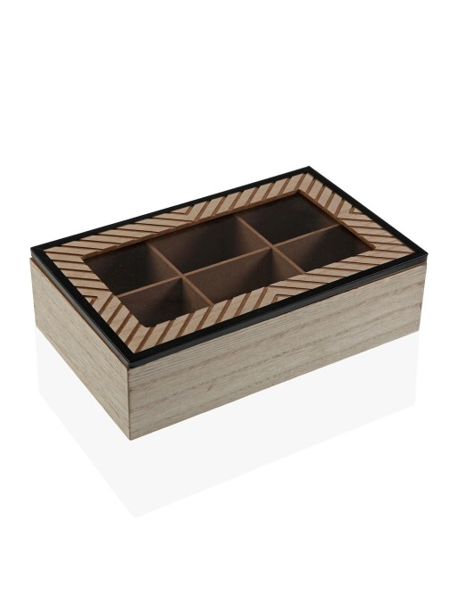 CAJA DE TÉ CON DEPARTAMENTOS DE MADERA