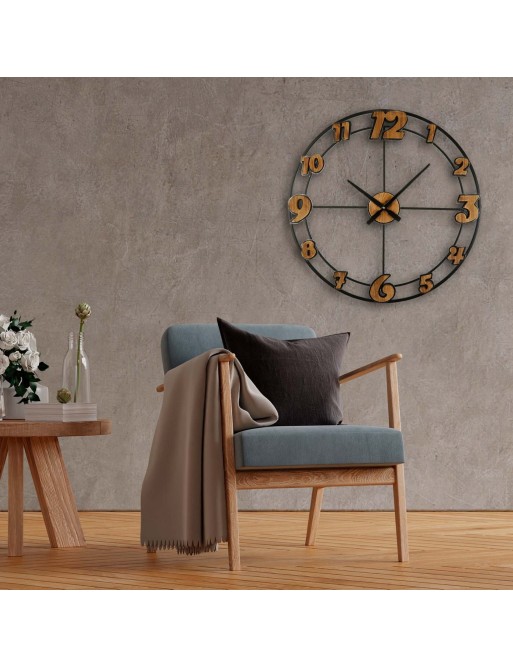 RELOJ PARED DE METAL Y MADERA 60CM MODELO GABRIEL RELOJ PARED DE METAL Y MADERA 60CM MODELO GABRIEL