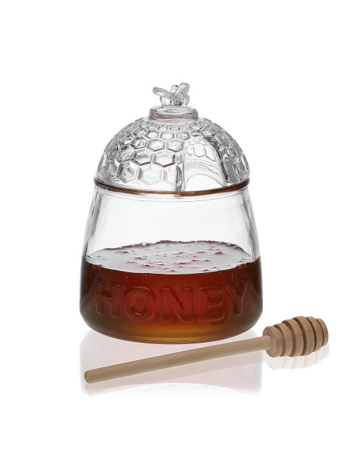 MIELERA DE CRISTAL CON TAPA Y CAZO 14.5x10.5 cm MIELERA DE CRISTAL CON TAPA Y CAZO 14.5x10.5 cm