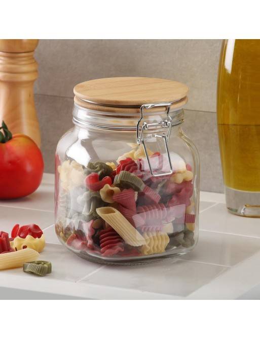 GLASS JAR WITH BAMBOO LID 1000 ml GLASS JAR WITH BAMBOO LID 1000 ml
