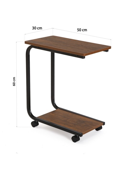 TABLE AUXILIAIRE NOIRE À ROUES. MODÈLE CAR2