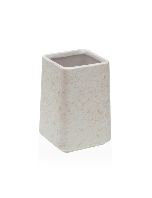 PORTE-BROSSE EN PIERRE BLANCHE TASSE DE BAIN 10x7 CM