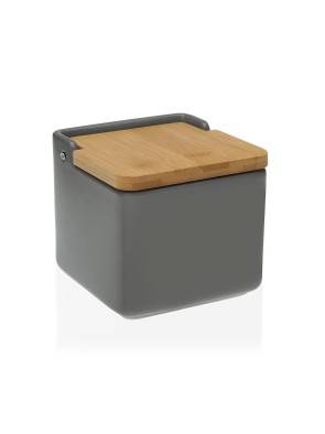 SALT SHAKER WITH BAMBOO LID MODEL GRAY