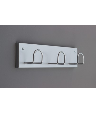 Wall-mounted rack  with 3 hooks. Silver color