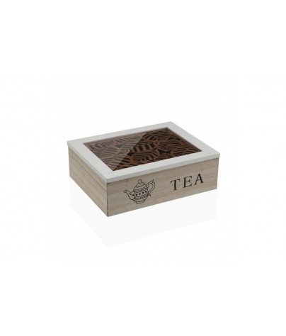 WOODEN TEA BOX WITH 6...