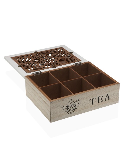 CAJA DE TÉ DE MADERA CON 6 DEPARTAMENTOS MODELO TEA NATURAL CAJA DE TÉ DE MADERA CON 6 DEPARTAMENTOS MODELO TEA NATURAL