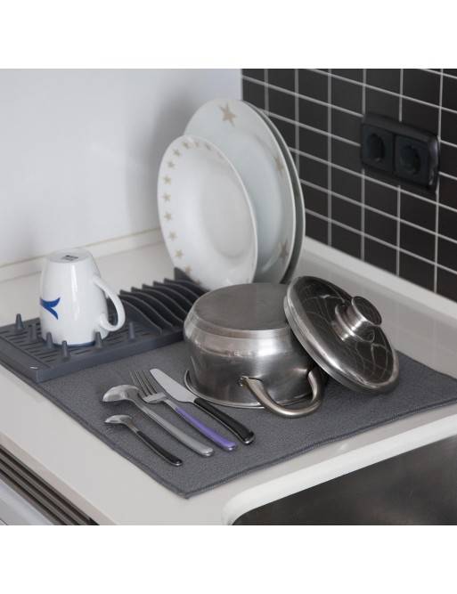 DISH DRAINER WITH GREY CLOTH DISH DRAINER WITH GREY CLOTH