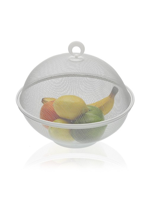 OBSTSCHALE AUS METALL MIT WEISSEM DECKEL OBSTSCHALE AUS METALL MIT WEISSEM DECKEL