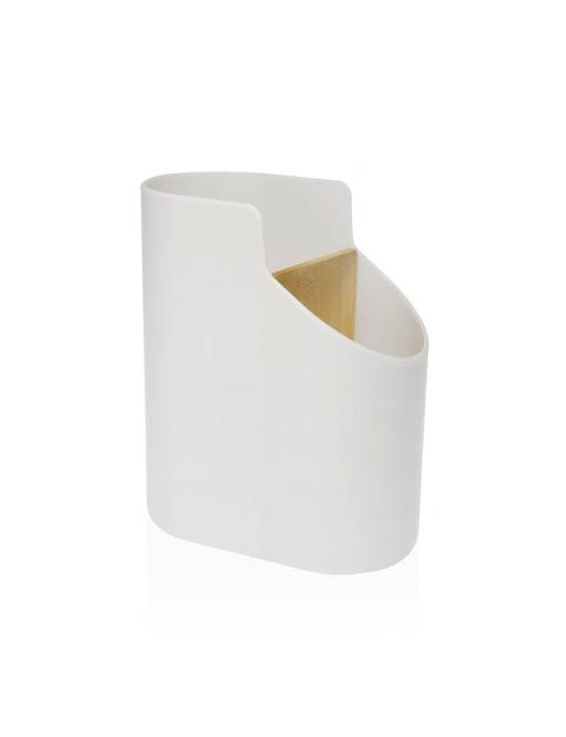 WHITE ABS AND BAMBOO UTENSIL HOLDER WHITE ABS AND BAMBOO UTENSIL HOLDER