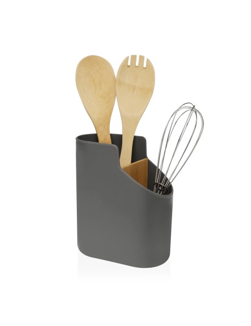 PORTE-USTENSILES EN ABS ET BAMBOU GRIS