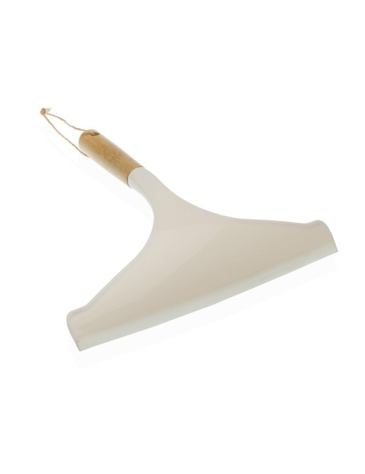 LIMPIACRISTALES DE BAÑO BLANCO CON MANGO DE BAMBÚ