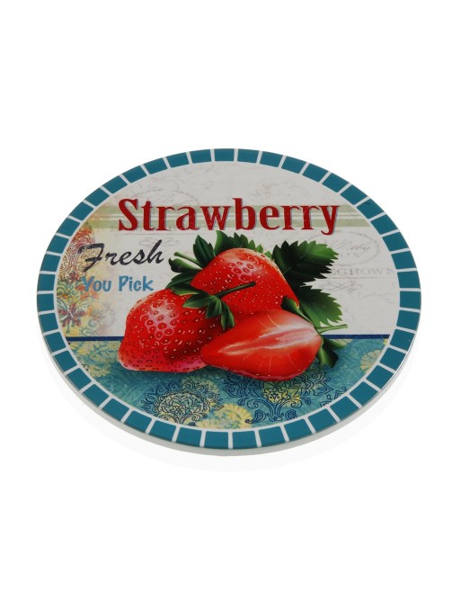 SALVAMANTEL DE CERAMICA Y BASE CORCHO MODELO FRESAS