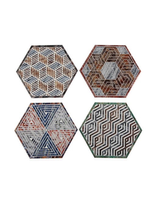 CERAMIC PLACEMAT WITH CORK BASE HEXAGONAL MODEL 12 UNITS